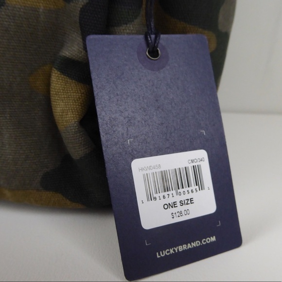Lucky Brand Waxed Canvas Cotton Backpack Camo NWT - Picture 3 of 8